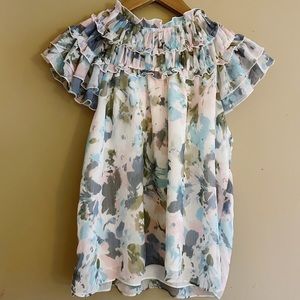 NWT Willa Story Floral Print Flutter Top